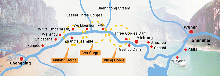 Map of Yangtze Three Gorges