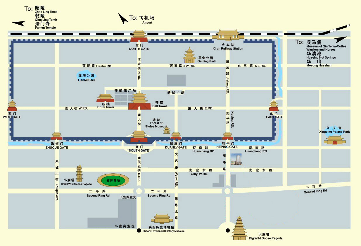 Xian Attractions Map