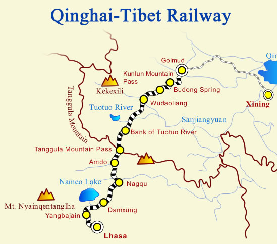 Qinghai-Tibet Railway Map