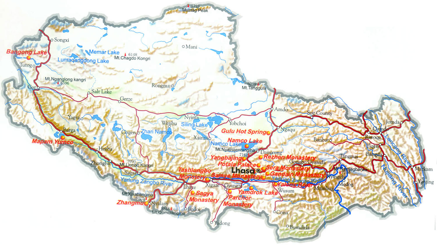 Tibet Highway Map