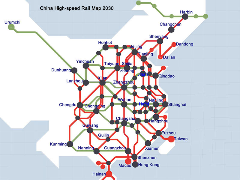 china high-speed rail network map